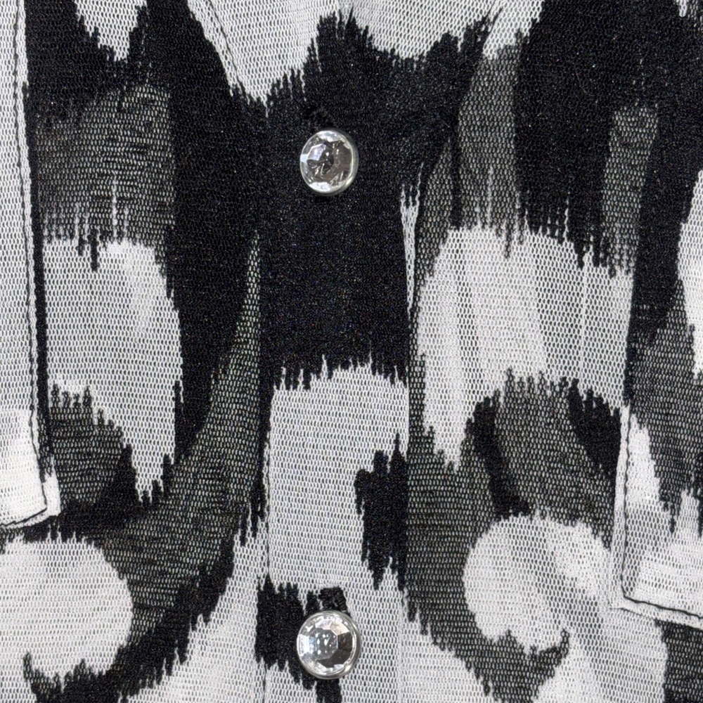 International Concepts Duster Dress Womens S Black White Semi Sheer Cover up EUC - Picture 3 of 8